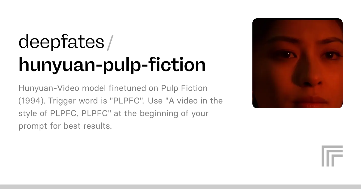 Examples – deepfates/hunyuan-pulp-fiction | Replicate