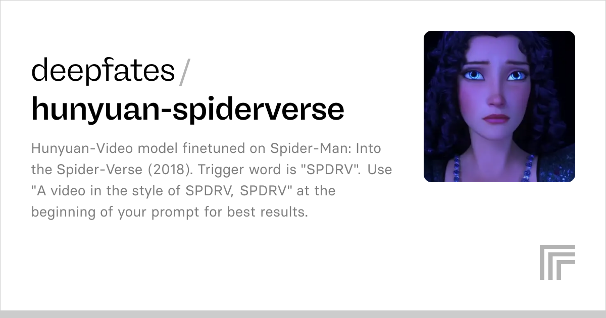 Examples – deepfates/hunyuan-spiderverse | Replicate