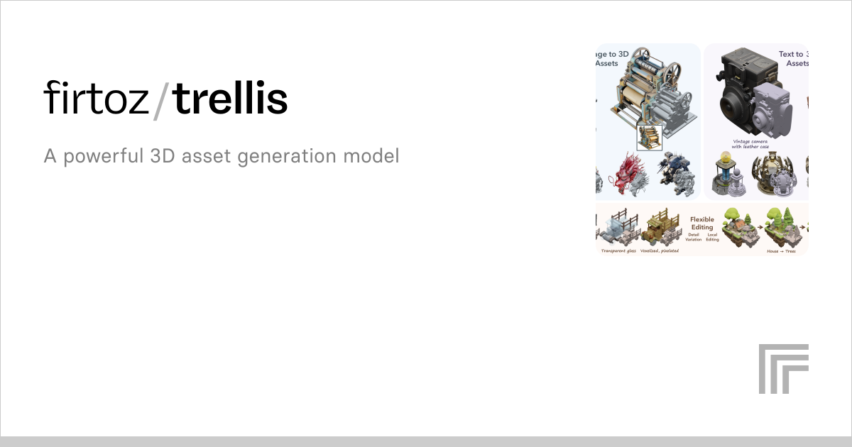 firtoz/trellis | Run with an API on Replicate