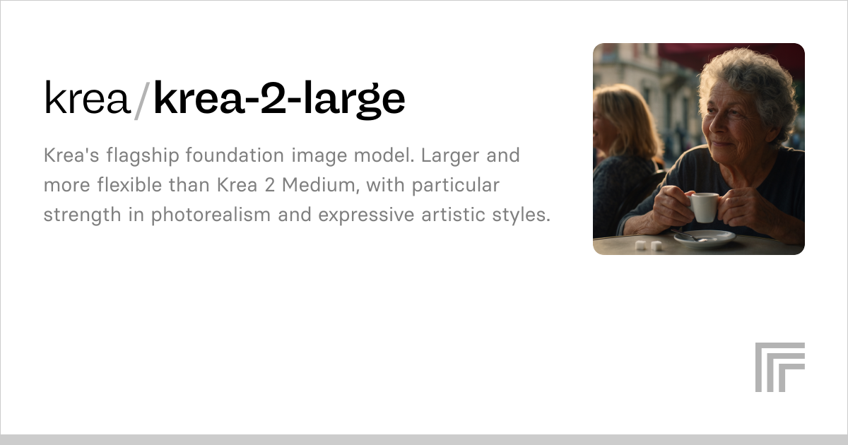 Krea 2 Large: photorealistic AI image generation API