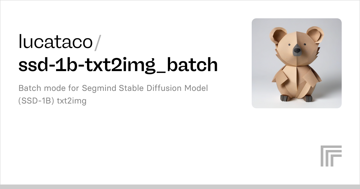 lucataco/ssd-1b-txt2img_batch | Run with an API on Replicate