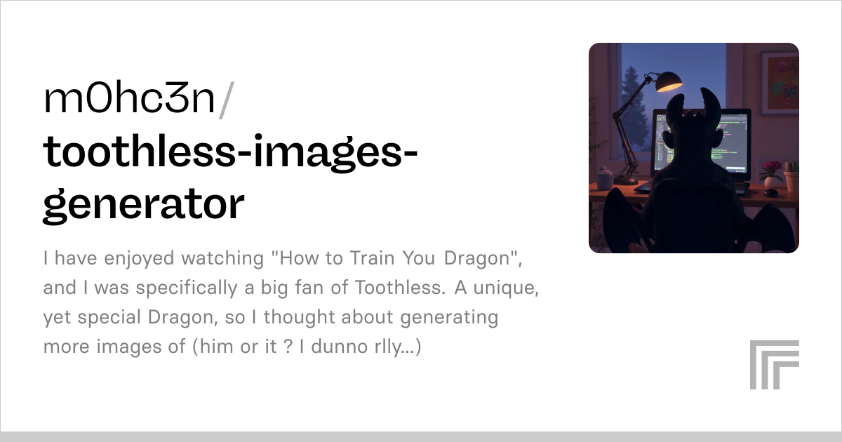 m0hc3n/toothless-images-generator | Run with an API on Replicate