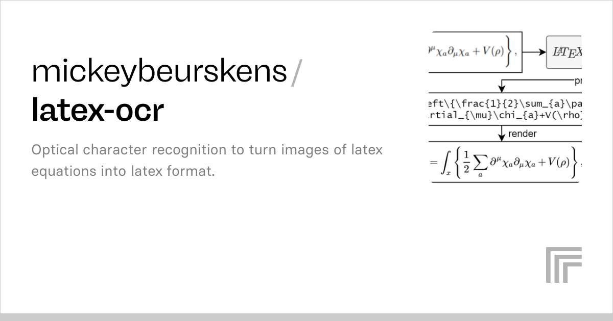 mickeybeurskens/latex-ocr | Run with an API on Replicate