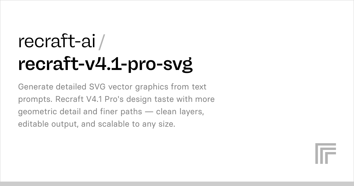 Recraft V4.1 Pro SVG — text to detailed vector graphics