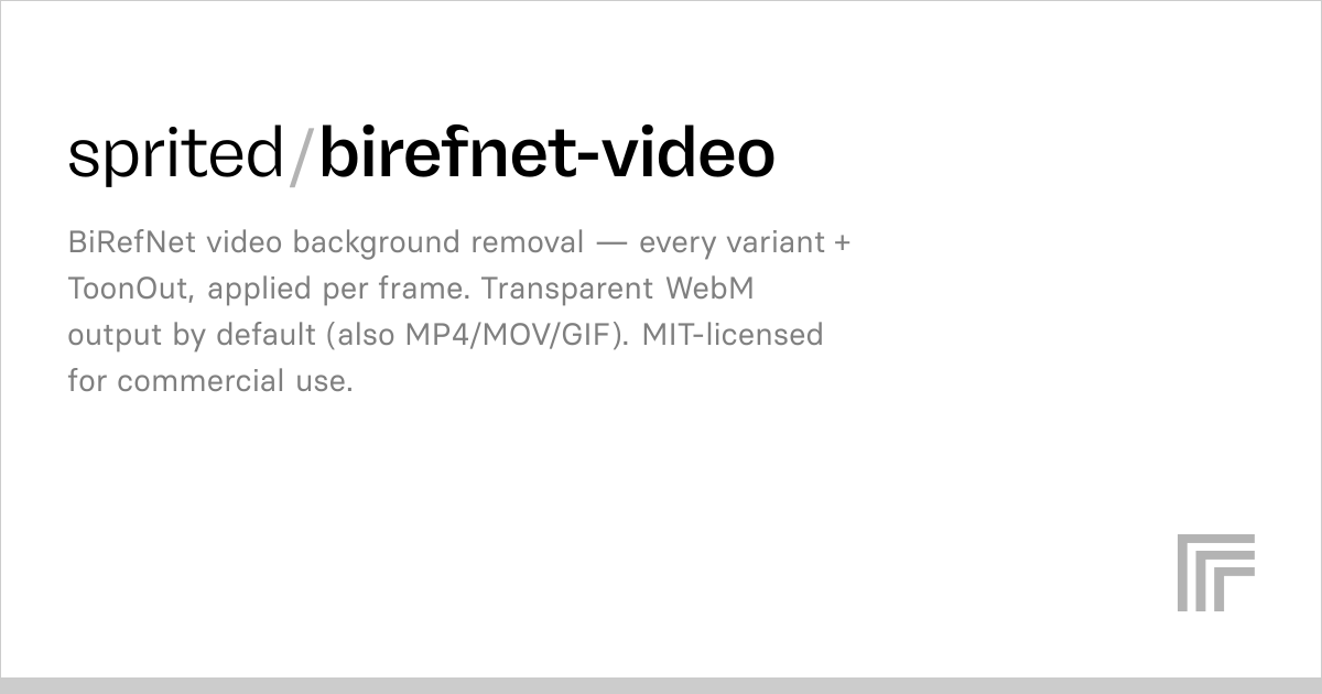 sprited/birefnet-video | Run with an API on Replicate